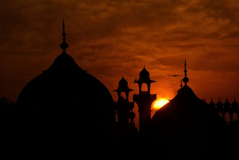 Mosque at sunset, Lahore